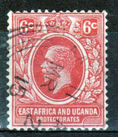 East Africa And Uganda 1912 King George V 6c Stamp In Fine Used Condition. - Protectorats D'Afrique Orientale Et D'Ouganda