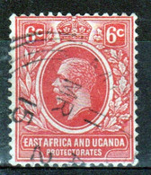 East Africa And Uganda 1912 King George V 6c Stamp In Fine Used Condition. - Protectorados De África Oriental Y Uganda