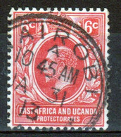 East Africa And Uganda 1912 King George V 6c Stamp In Fine Used Condition. - Protectorados De África Oriental Y Uganda