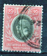 East Africa And Uganda 1912 King George V 25c Stamp In Fine Used Condition. - Protectorados De África Oriental Y Uganda