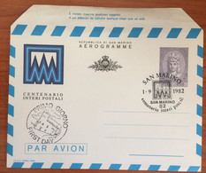 1982  - San Marino - Aerogramma - Lire 450 - Centenario Interi Postali - Annullo Primo Giorno FDC - FDC