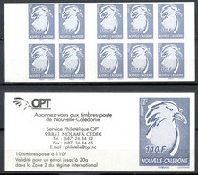 Nouvelle Calédonie - 2006 - Autoadhésif Carnet Le Cagou C976 - NEUF - No C976 - Cote 45,00 € - Booklets