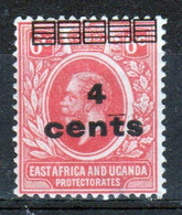 East Africa And Uganda 1919 King George V 4c Overprint On 6c In Fine Used Condition. - East Africa & Uganda Protectorates