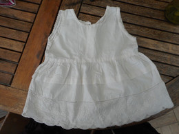 Ancienne Robe Fille Blanche Coton Dentelle - 1940-1970