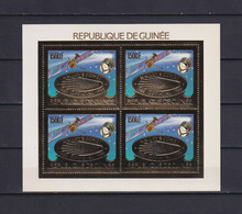 GUINEA 1986, Mi# 1113 A, Block Of 4, Golden Foil, Space, Satellite, MNH - Guinea (1958-...)