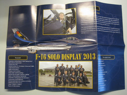 Belgian Air Force F-16 Solo Display 2013 Piloot Renaud "grat" Thys / Luchtmacht / Force Aerienne - Fliegerei