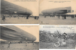 4 Cartes ZEPPELIN Atterrit Au Champ De Mars à LUNEVILLE - 3 Avril 1913 + Abattu à BRABANT LE ROY Quentin éditeur Henry C - Documenti