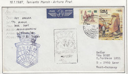 Chile 1987 Cover Heliflight Base Marsh To Base Prat 6 FEB 1987 (CH166C) - Vols Polaires