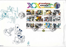 San Marino - 2000- FDC Venezia XX Secolo, Annullo Spazio Sassone 1714/25 - Lettres & Documents