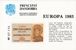 ANDORRE Vigueria Episcopal - Bloc Feuillet EUROPA 1983 - NEUF** TB - - Bischöfliche Viguerie