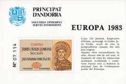 ANDORRE Vigueria Episcopal - Bloc Feuillet EUROPA 1983 - NEUF** TB - - Episcopal Viguerie