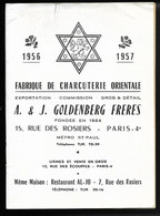 JUDAÏSME- Livret 16 Pages A. & J. GOLDENBERG, 15 Rue Des Rosiers Avec Calendrier Mensuel Des Dates à Retenir...1957 - Religion & Esotericism