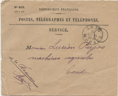 Gers, Condom, Service, N°819, Franchise, 1939, Signature Du Receveur, Lettre à M.Pujas, Machines Agricoles Condom, - Dienstzegels