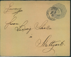 1899, 5 Cent Stationery Cover From GEORGETOWN To Stuttgart, Württemberg - British Guiana (...-1966)