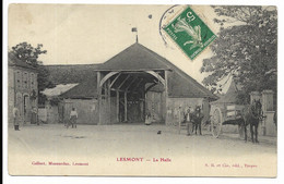 10-LESMONT- La Halle... 1908  Animé  Attelages... - Sonstige Gemeinden