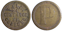 01105 GETTONE JETON TOKEN CHILE LOCAL VALE 20 CENTAVOS EN CONSUMO P - Noodgeld