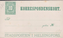 STADSPOSTEN I HELSINGFORS 10 PENNI KORRESPONDENSKORT. - JF427980 - Emisiones Locales