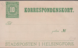 STADSPOSTEN I HELSINGFORS 10 PENNI KORRESPONDENSKORT. - JF427981 - Local Post Stamps