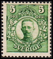 1910-1914. Gustav V. 5 öre Green Wmk. Crown. Never Hinged. (Michel 60) - JF515631 - Ongebruikt