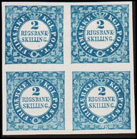 1886. Official Reprint. 2 R.B.S.  Blue White Paper, Without Burlage. 4-block With One Stam... (Michel 2 ND 1) - JF515642 - Nuovi