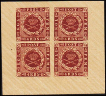 1886. Official Reprint. 4. R.B.S. Brown, Without Line After POST.  Burlage IIa. BLOCK OF F... (Michel 1 ND 1) - JF515643 - Neufs