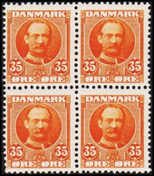 1912. DANMARK. King Frederik VIII. 35 Øre Orange 4-block Never Hinged. (Michel 57) - JF515653 - Nuovi