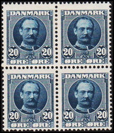 1907. DANMARK. King Frederik VIII. 20 Øre IN 4 BLOCK With 2 Stamps Never Hinged And 2 Hinged.... (Michel 55a) - JF515656 - Ungebraucht