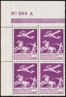 1925. DANMARK. Air Mail. 15 øre Lilac. LUXUS Centered 4-BLOCK With Margin Number No 293 A. Ne... (Michel 144) - JF515659 - Airmail