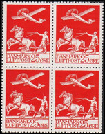 1925. DANMARK. Air Mail. 25 øre Red. LUXUS Centered 4-BLOCK Never Hinged. Rare In This Qualit... (Michel 145) - JF515660 - Airmail