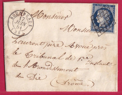 N°4 GRILLE BOURDEAUX DROME POUR DIE 1851 LETTRE COVER FRANCE - 1849-1876: Klassik