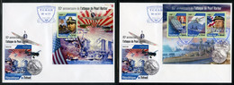 Tchad 2021, WWII, Pearl Harbor, Ship, Planes, Flag, 3val In BF +BF In 2FDC - Guerre Mondiale (Seconde)