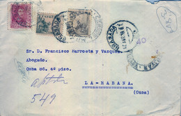 1939 , GRANADA - LA HABANA ( CUBA ) , SOBRE CIRCULADO , LLEGADA - Covers & Documents