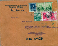 1938 BARCELONA - BADEN , CORREO AÉREO , CENSURA - Lettres & Documents