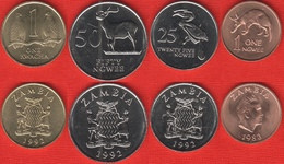 Zambia Set Of 4 Coins: 1 Ngwee - 1 Kwacha 1983-1992 UNC - Zambia