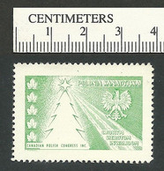 B67-72 CANADA 1954 Canadian Polish Congress Christmas Seal MNG - Privaat & Lokale Post