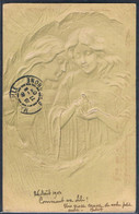 V080 ART NOUVEAU KIRCHNER Style COUPLE Of LADIES WOMEN BIRD Embossed 1903 - Otros Ilustradores