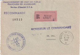 Recommandé Façade Commandement En Chef Des Force Françaises En Allemagne Le Commandant 1968 - Militaire Stempels Vanaf 1900 (buiten De Oorlog)