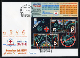 Dibouti 2021, Covid Variants, Red Cross, BF In FDC - Against Starve