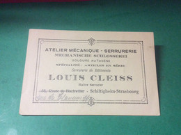 ♦️ SCHILTIGHEIM.  Strasbourg Carte De Visite. Maître Serrurier CLEISS. Louis. - Schiltigheim