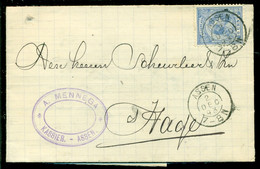 Nederland 1893 Brief Verzonden Uit Assen Met Zegel NVPH 36 Met Ontvangststempels En Kastje B55 - Storia Postale