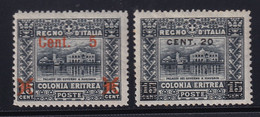 Eritrea 1916 Asmara Serie Completa Sass. 45/46 MNH** Cv. 65 - Eritrea