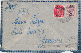 1949 18 MAG M.2+12 SASS 2+8 SU AEROGRAMMA NON FILATELICO DA TRIPOLI X GENOVA OTTIMA QUALITA' CV 285++ - Tripolitaine