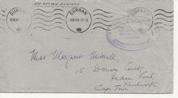 WW2 ON ACTIVE SERVICE NOV 1940 OFFICIAL FREE CACHET On COVER From DURBAN To CAPE TOWN South Africa - Boten