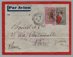 MADAGASCAR - TANANARIVE / 1938 ENTIER POSTAL PAR AVION & COMPLEMENT POUR LA FRANCE E (ref 6810b) - Cartas & Documentos