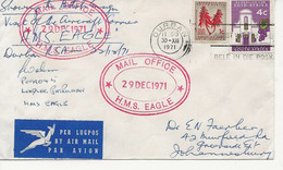 HMS EAGLE AIRCRAFT CARRIER DEC 1971 MAIL OFFICE CACHET On DOMESTIC COVER South Africa DURBAN To JOHANNESBURG - Barcos