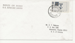 MAILED ON BOARD 1976 COMBINED DURBAN South Africa / PAQUEBOT MARK 1969 USA FRANKING Landed From SS AFRICAN DAWN - Ships