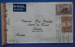 X9 CANADA BELLE LETTRE CENSUREE 1944 MONTREAL POUR GENEVE SUISSE + + AFFRAN. PLAISANT - Lettres & Documents