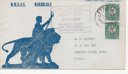 MARITIME MAIL 1952 COMMEMORATIVE COVER From Salisbury Island HMSAS BARBRAKE ( LATER " FLEUR " ) To USA With NAVAL CACHET - Boten