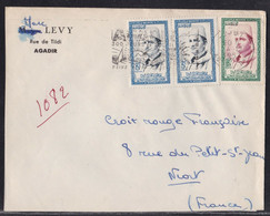 Jewish Judaica Juif Cover Agadir Morocco To France 1957 - LEVY - Jewish