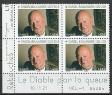 2022 - Y/T 5552 ? "DANIEL BOULANGER 1922-2014 - ECRIVAIN, POETE" - COIN DATE BLOC 4T ISSU FEUILLET - NEUF ** - Unused Stamps